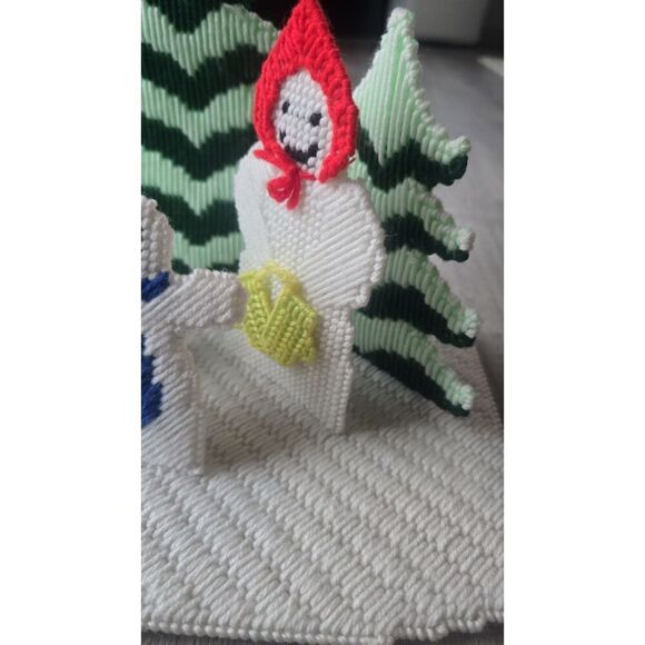 Snowman Family Scene Plastic Canvas Complete Excellent ~Christmas Winter - Picture 4 of 10